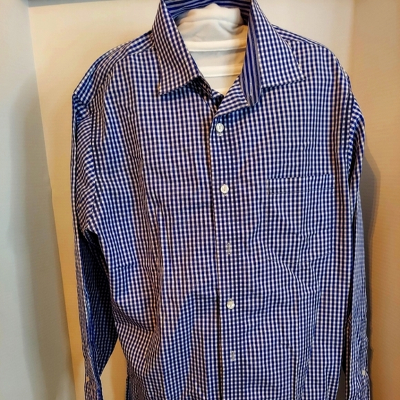 KENNETH COLE Men’s  Blue Plaid Regular Fit Button Down Long Sleeve Shirt … - Picture 1 of 6